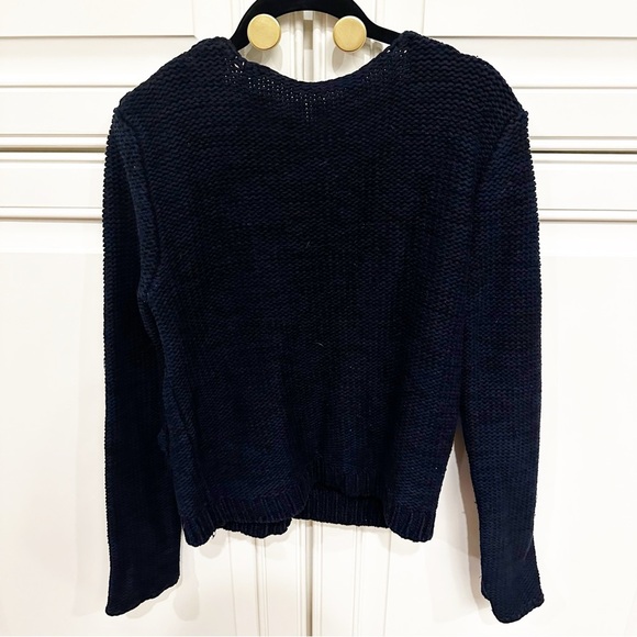 Paul & Joe Sister Isaac Navy Asymmetric Zip Front Chunky Knit Cardigan Sweater - Picture 10 of 11